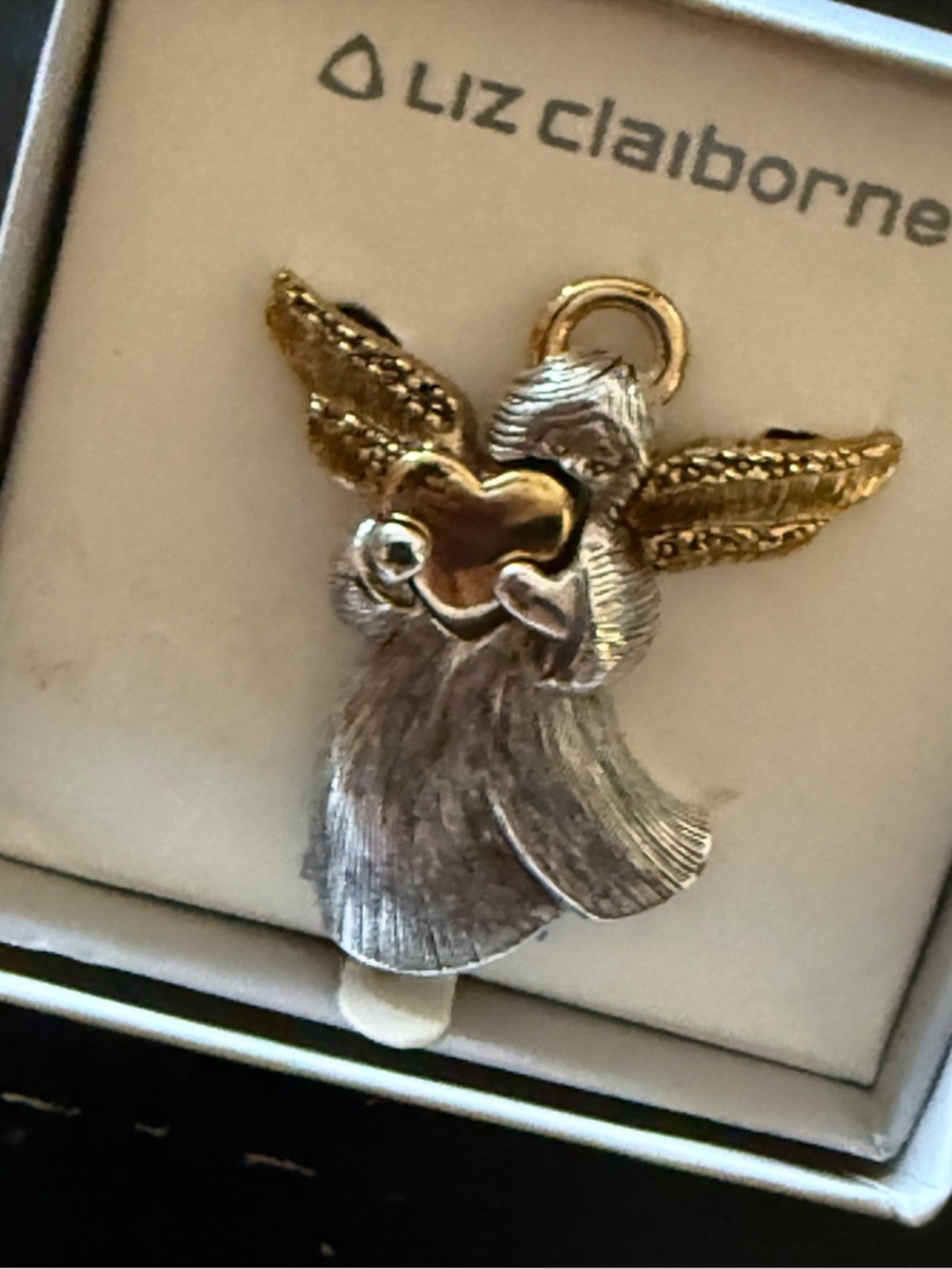 Liz Claiborne Gold and Silver Angel Heart Pendant